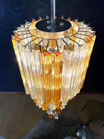 Murano Spiral Prisms Transparent Amber Chandelier