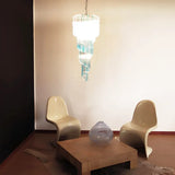 Murano Spiral Transparent Blue Prism Glass Chandelier