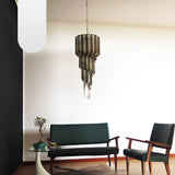 Murano Spiral Transparent Smoked Prism Glass Chandelier