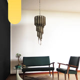 Murano Spiral Transparent Smoked Prism Glass Chandelier