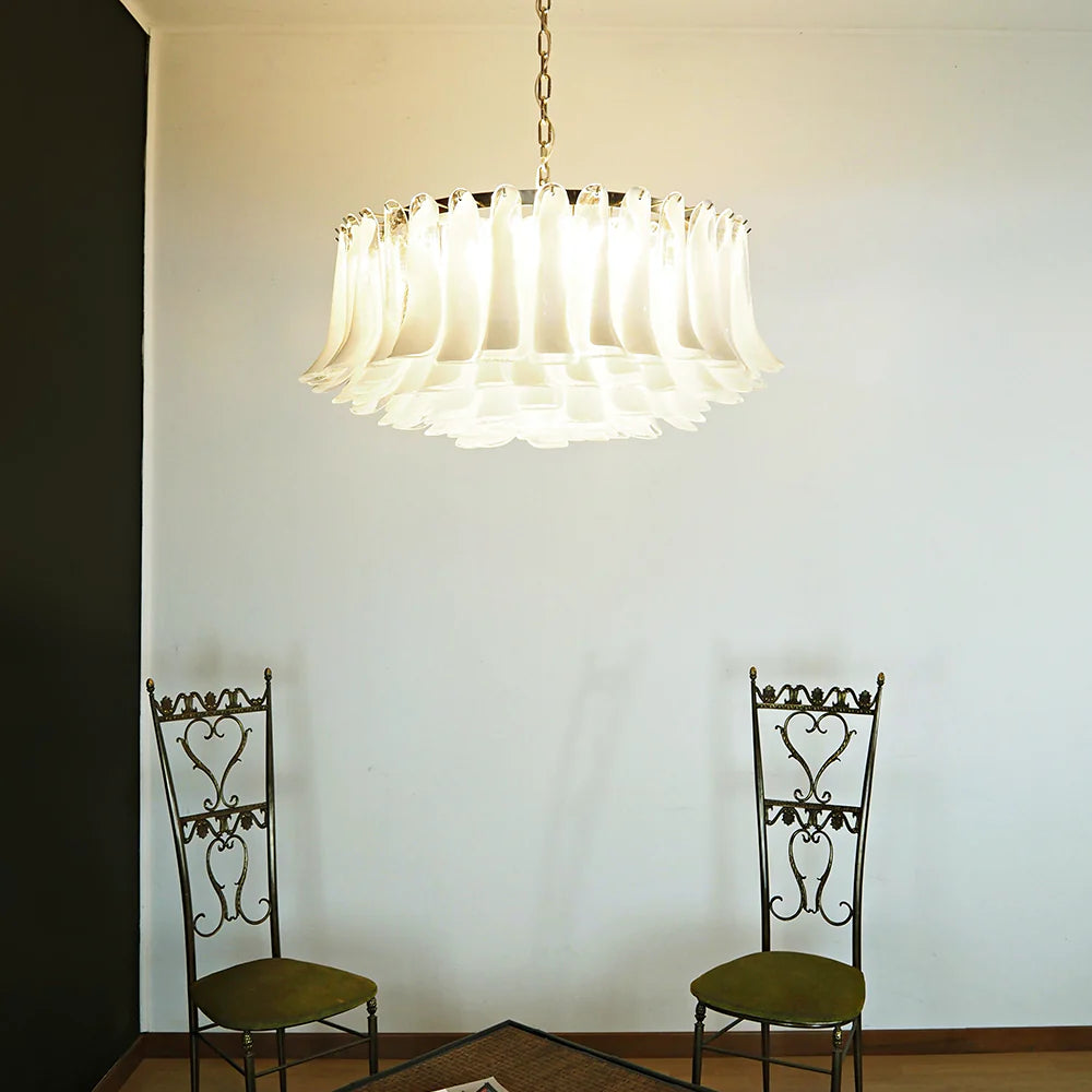 Murano Transparent Glass Petal Chandelier