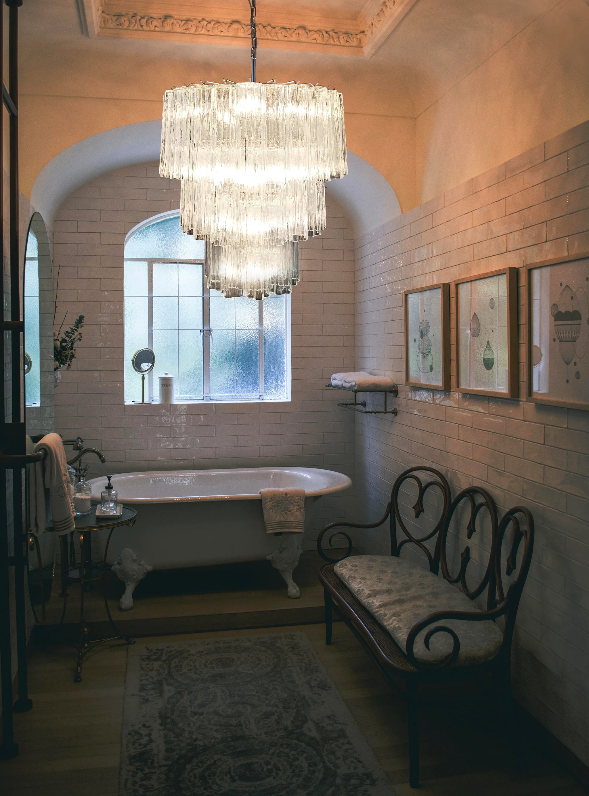 Murano Transparent Glass Tube Chandelier