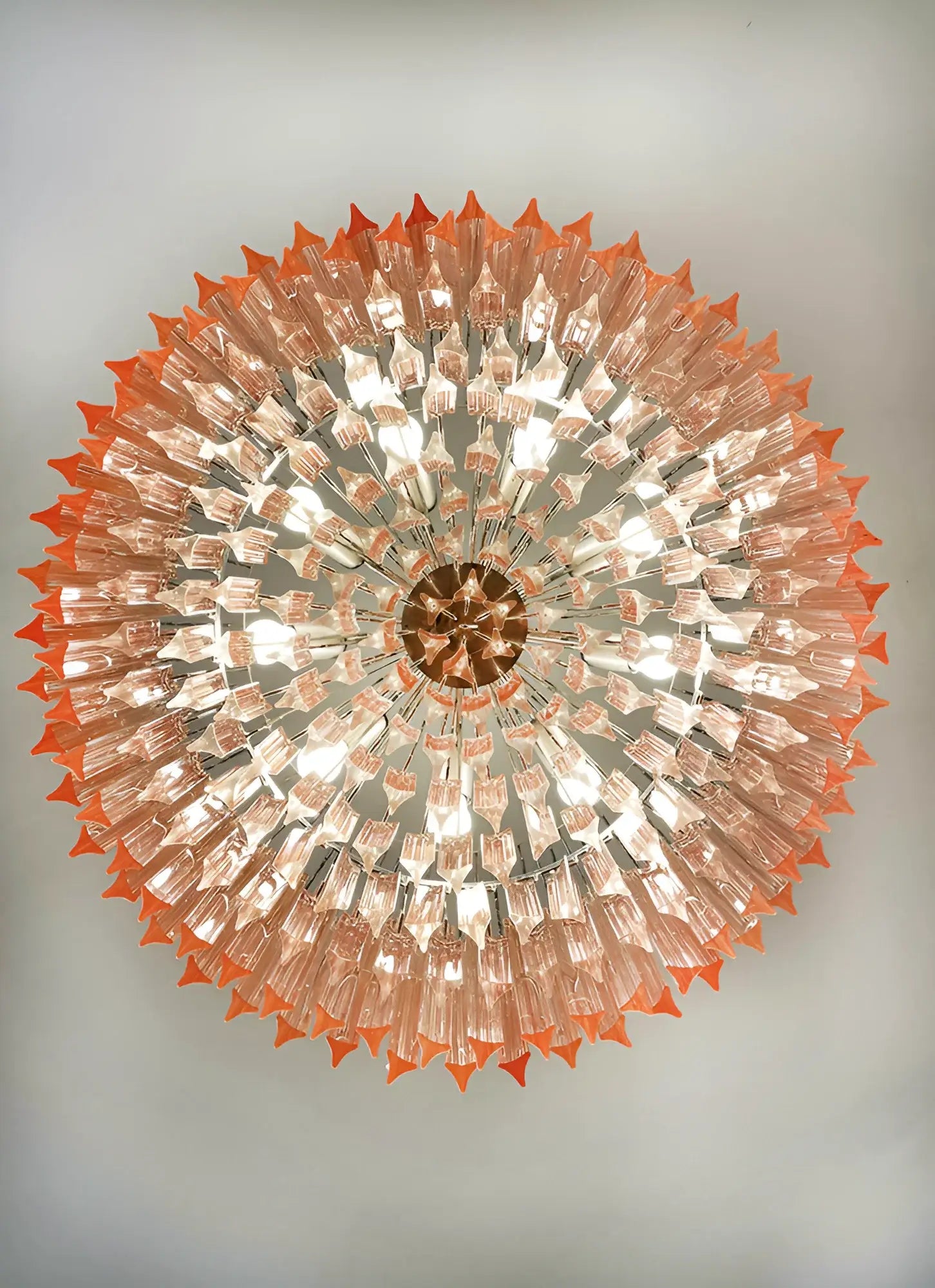 Murano Triedri Round Prisms Pink Chandelier