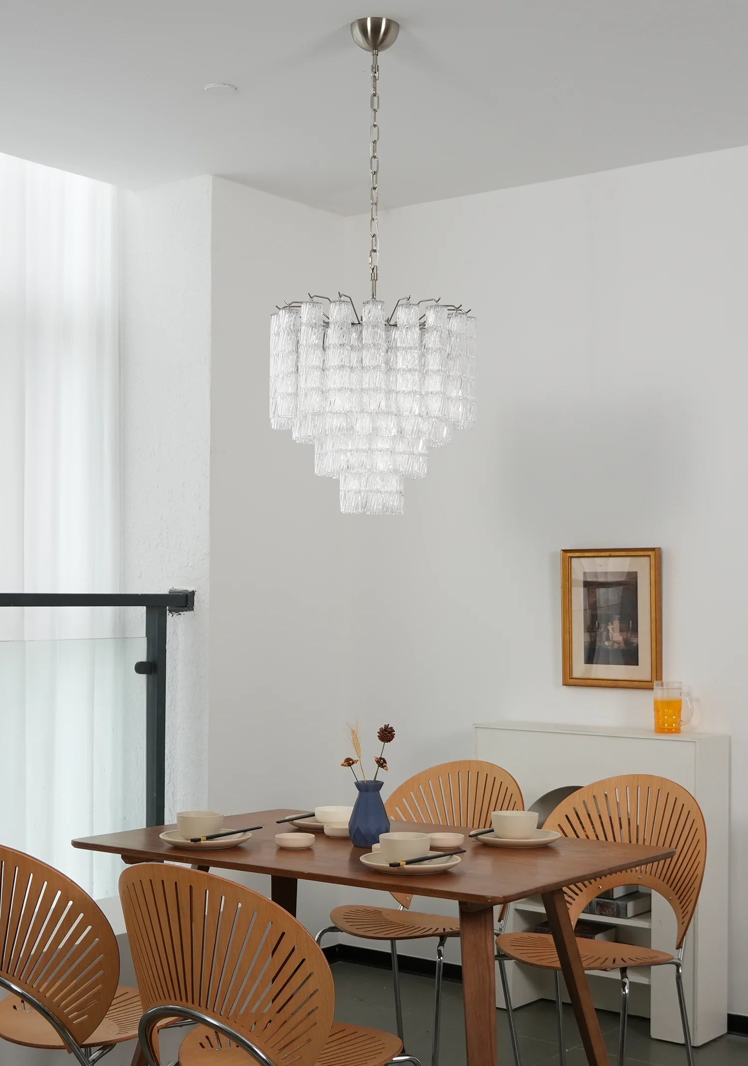 Murano Wave Glass Tube Chandelier