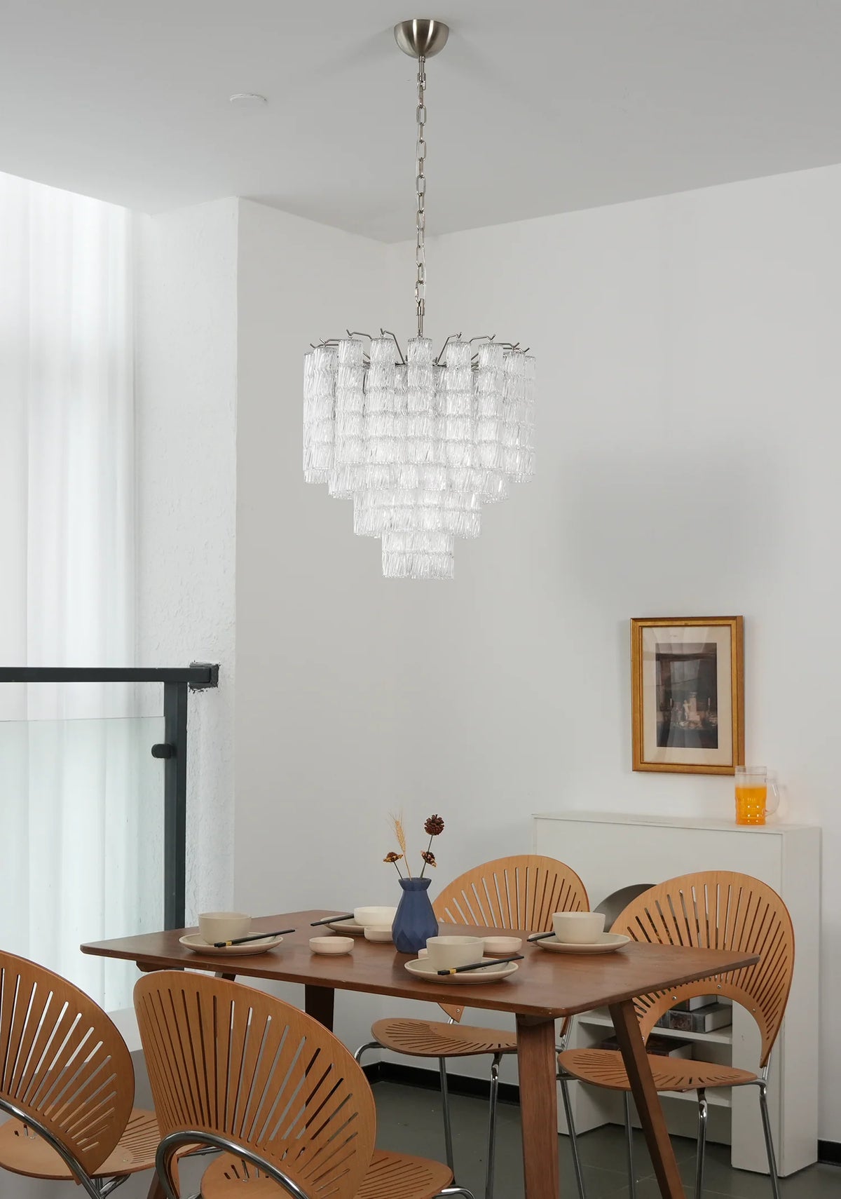 Murano Wave Glass Tube Chandelier
