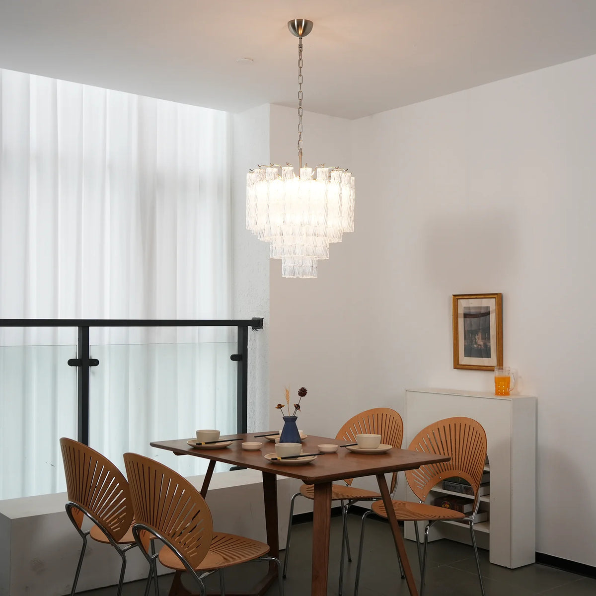 Murano Wave Glass Tube Chandelier