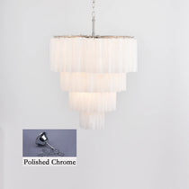 Murano White Glass Tubes Chandelier