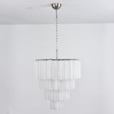 Murano White Glass Tubes Chandelier