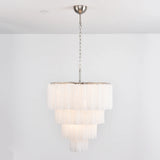 Murano White Glass Tubes Chandelier