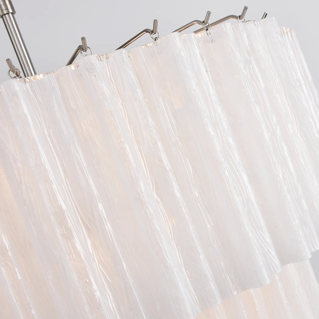 Murano White Glass Tubes Chandelier