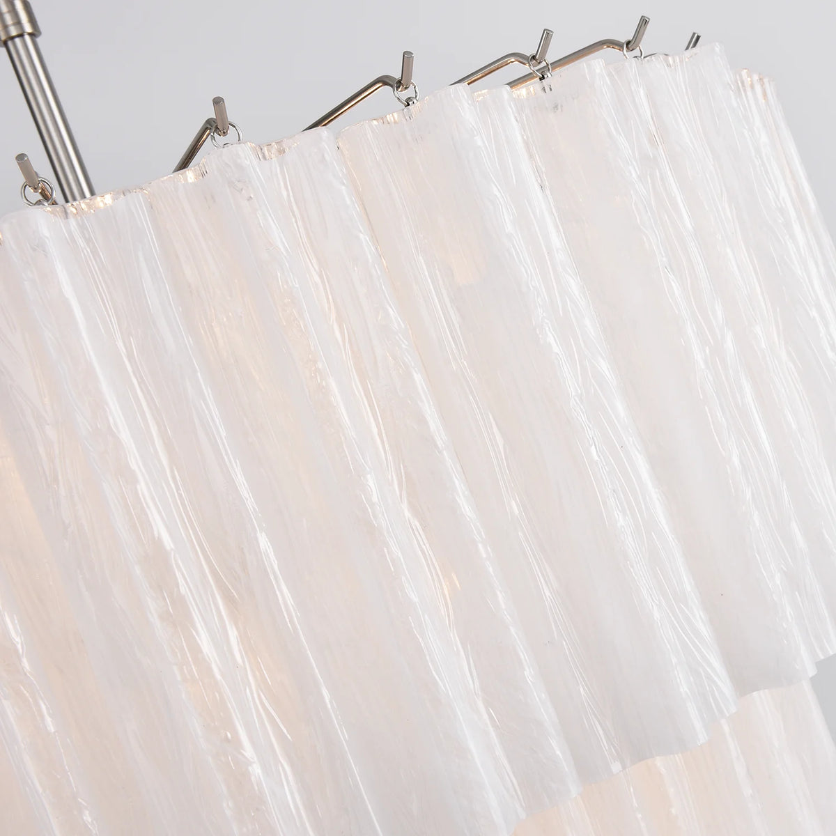 Murano White Glass Tubes Chandelier
