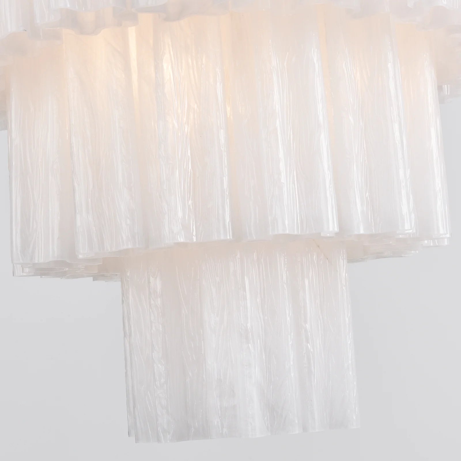 Murano White Glass Tubes Chandelier