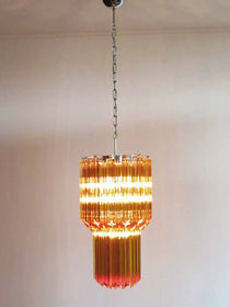 Murano Glass Chandelier – Quadriedri – 46 prisms – Amber