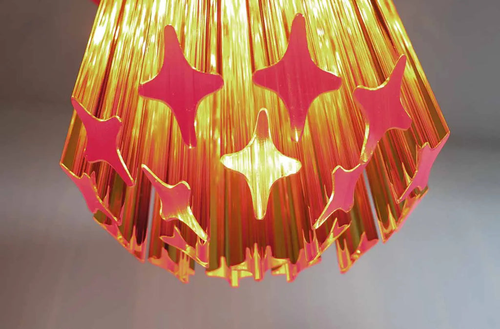 Murano Glass Chandelier – Quadriedri – 46 prisms – Amber