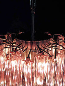 Murano Glass Chandelier – Quadriedri – 46 prisms – Pink