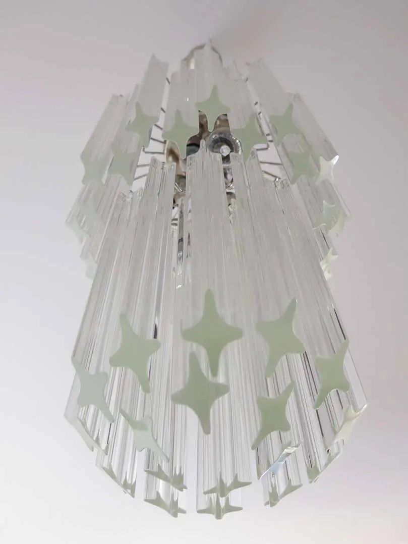 Murano Glass Chandelier – Quadriedri – 46 prisms – Transparent