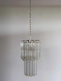 Murano Glass Chandelier – Quadriedri – 46 prisms – Transparent