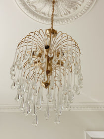 Vintage – Murano Glass chandelier – Teardrop – 68 drops – Clear