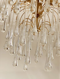 Vintage – Murano Glass chandelier – Teardrop – 68 drops – Clear
