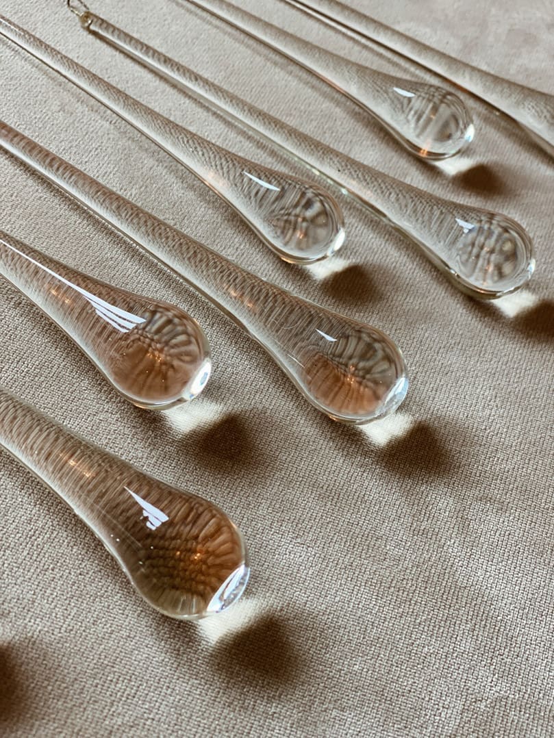 Vintage – Murano Glass chandelier – Teardrop – 68 drops – Clear