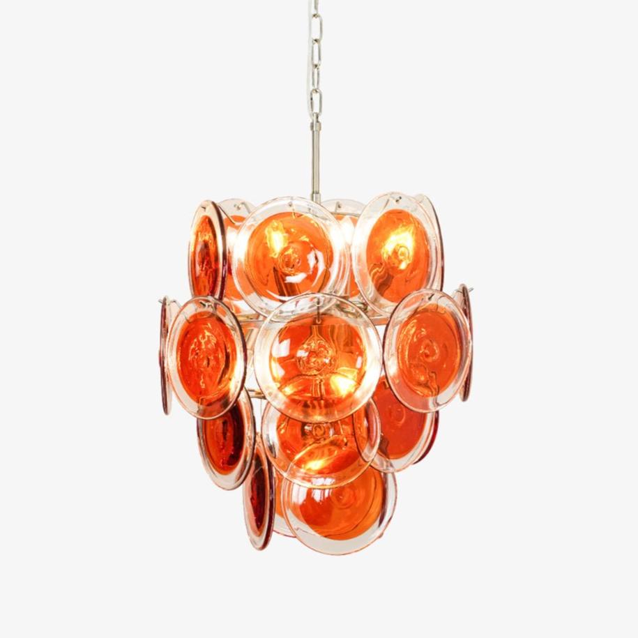 Murano Orange Disk Glass Chandelier Secondary image