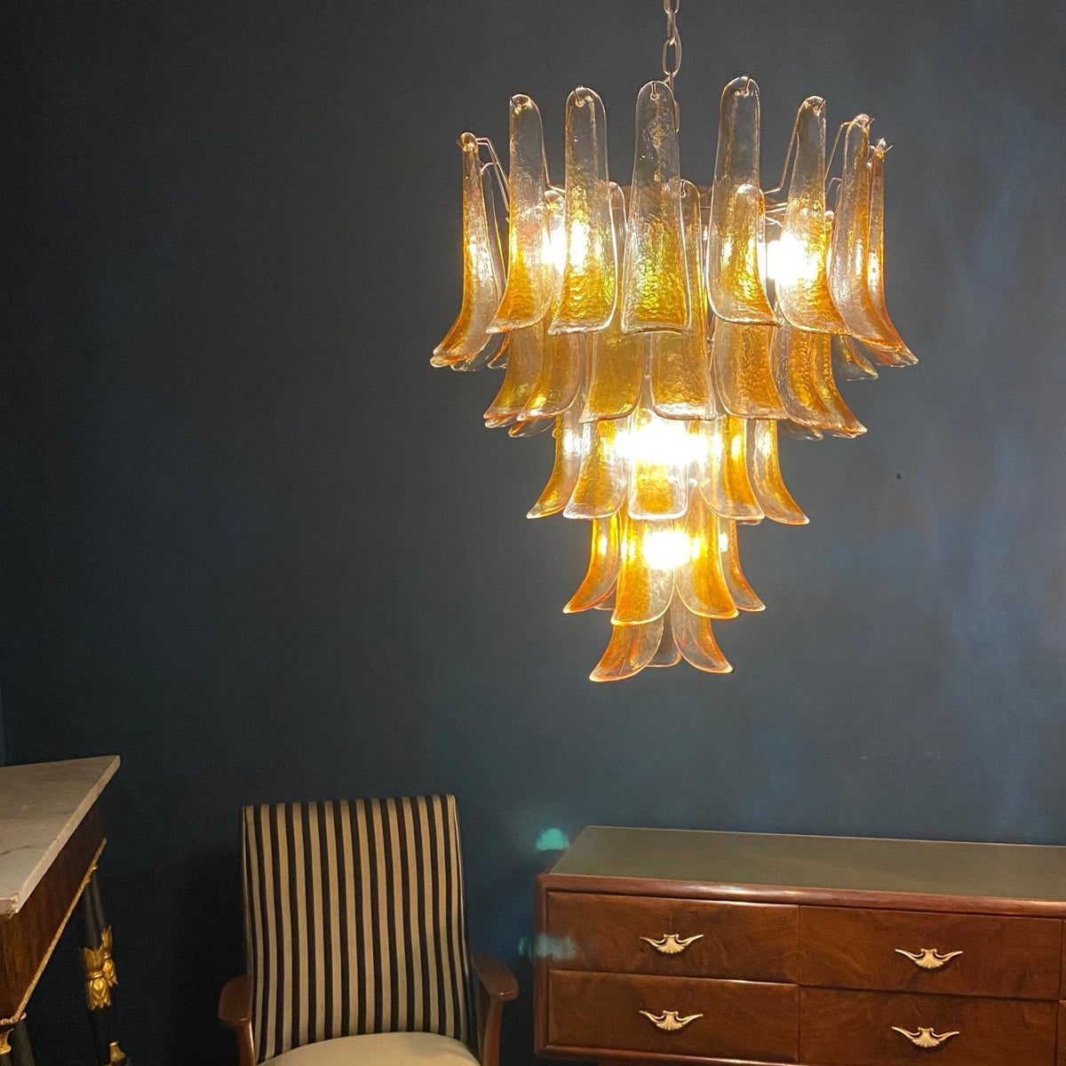 Amber Murano Glass Petals Chandelier