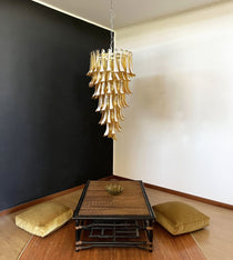 Murano Glass Amber Petals Spiral Chandelier
