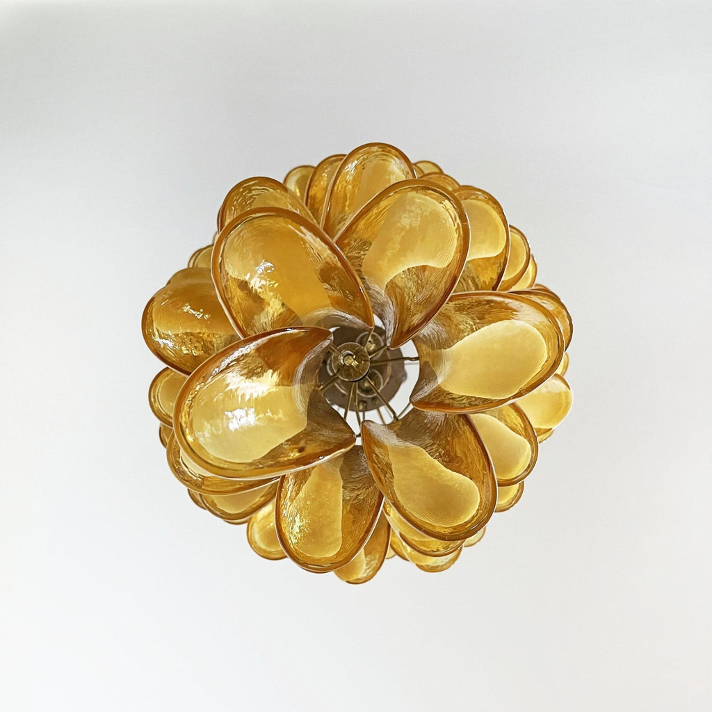 Murano Glass Amber Petals Spiral Chandelier