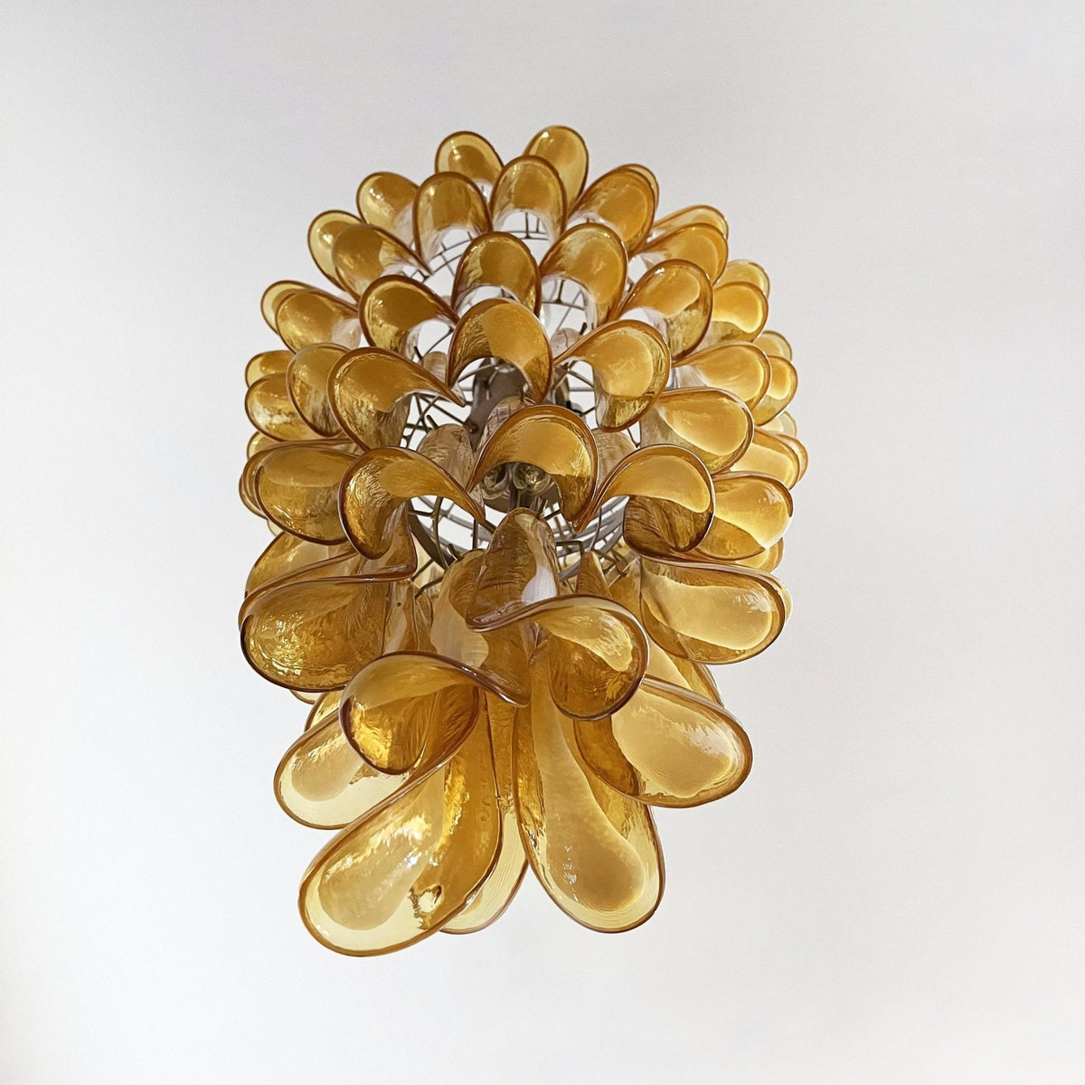 Murano Glass Amber Petals Spiral Chandelier