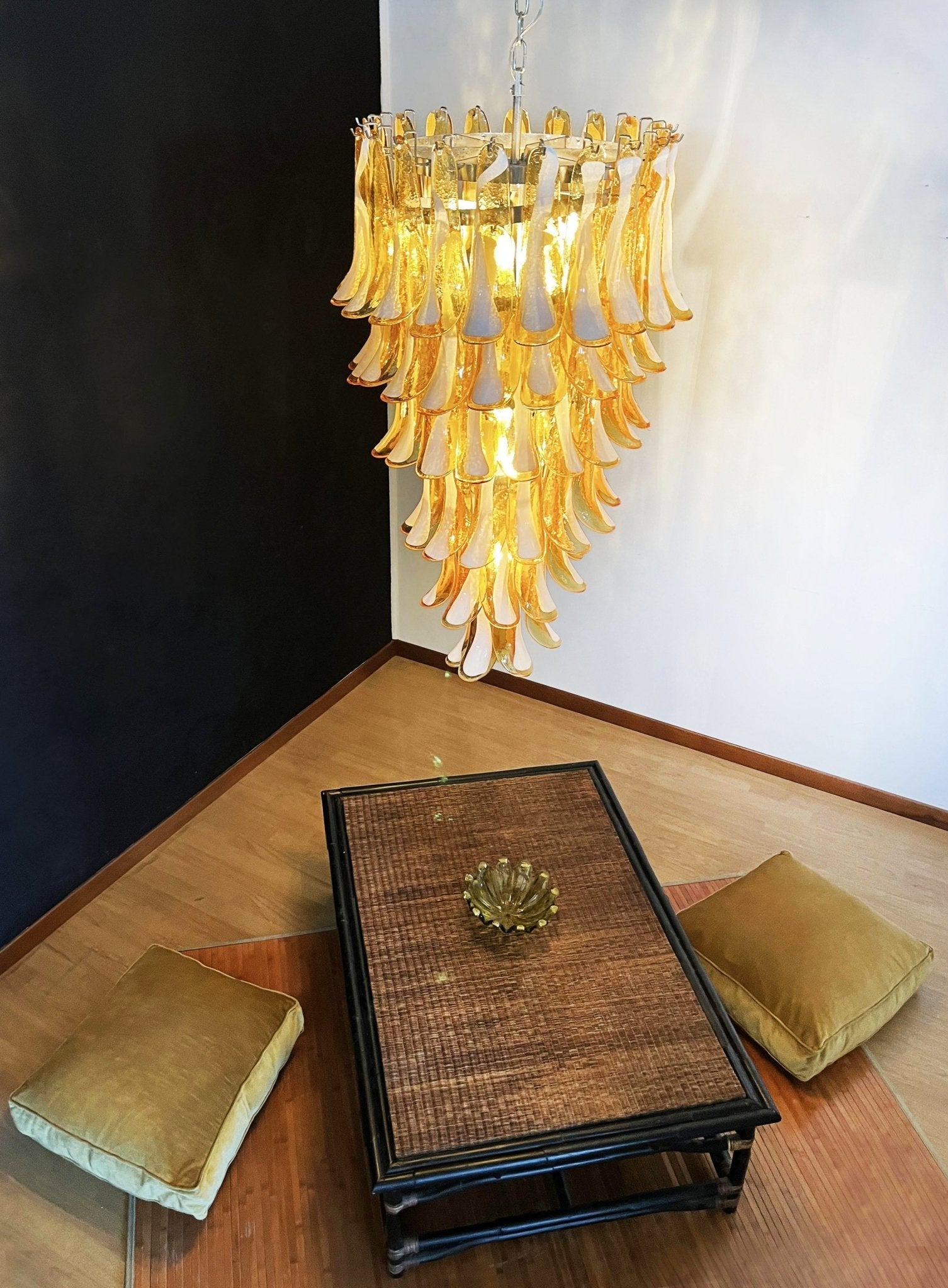 Exquisite Murano Amber Petals Spiral Chandelier - CasaraHouse
