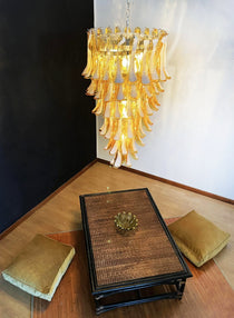 Murano Glass Amber Petals Spiral Chandelier