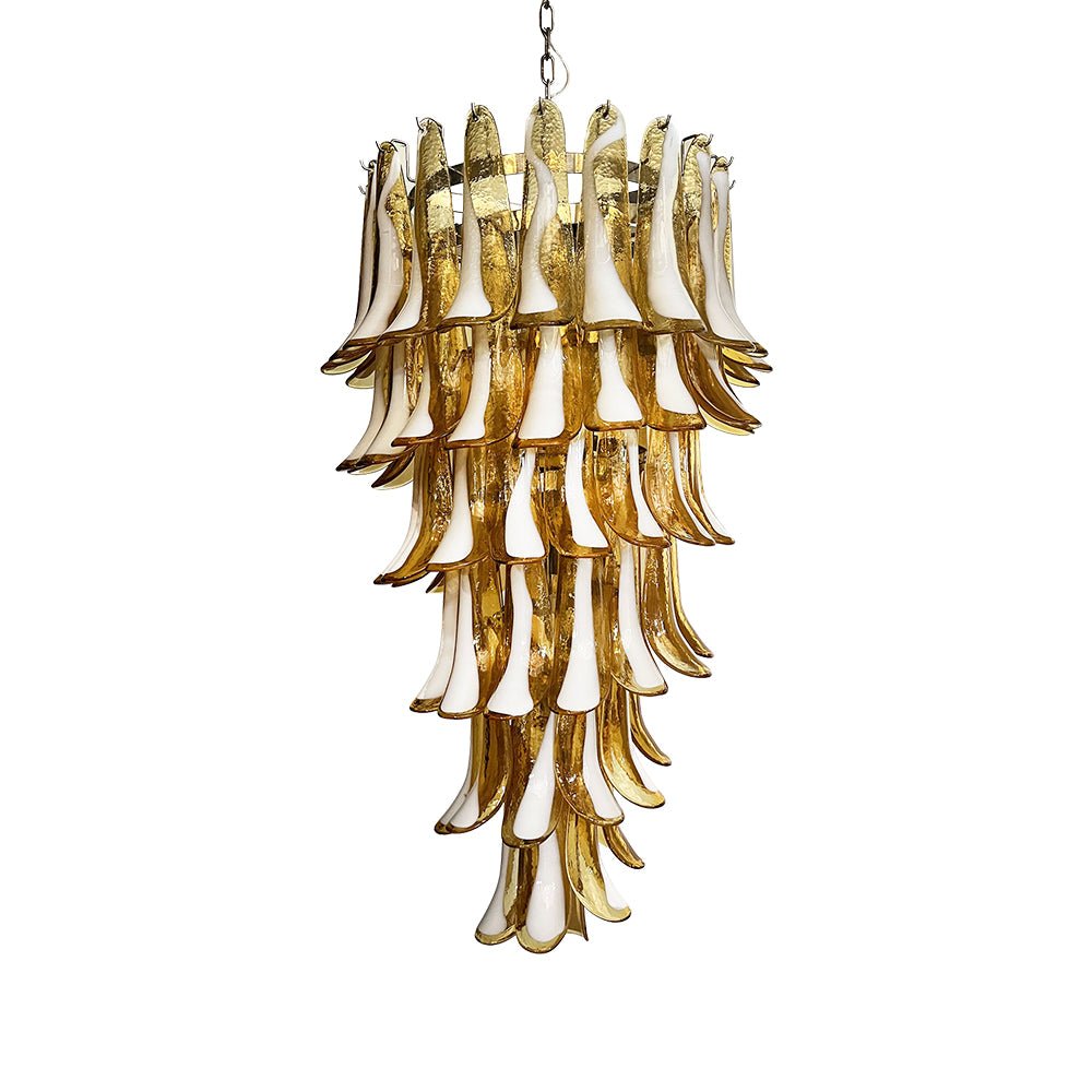 Murano Glass Amber Petals Spiral Chandelier