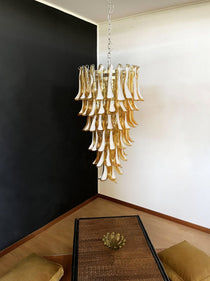 Murano Glass Amber Petals Spiral Chandelier