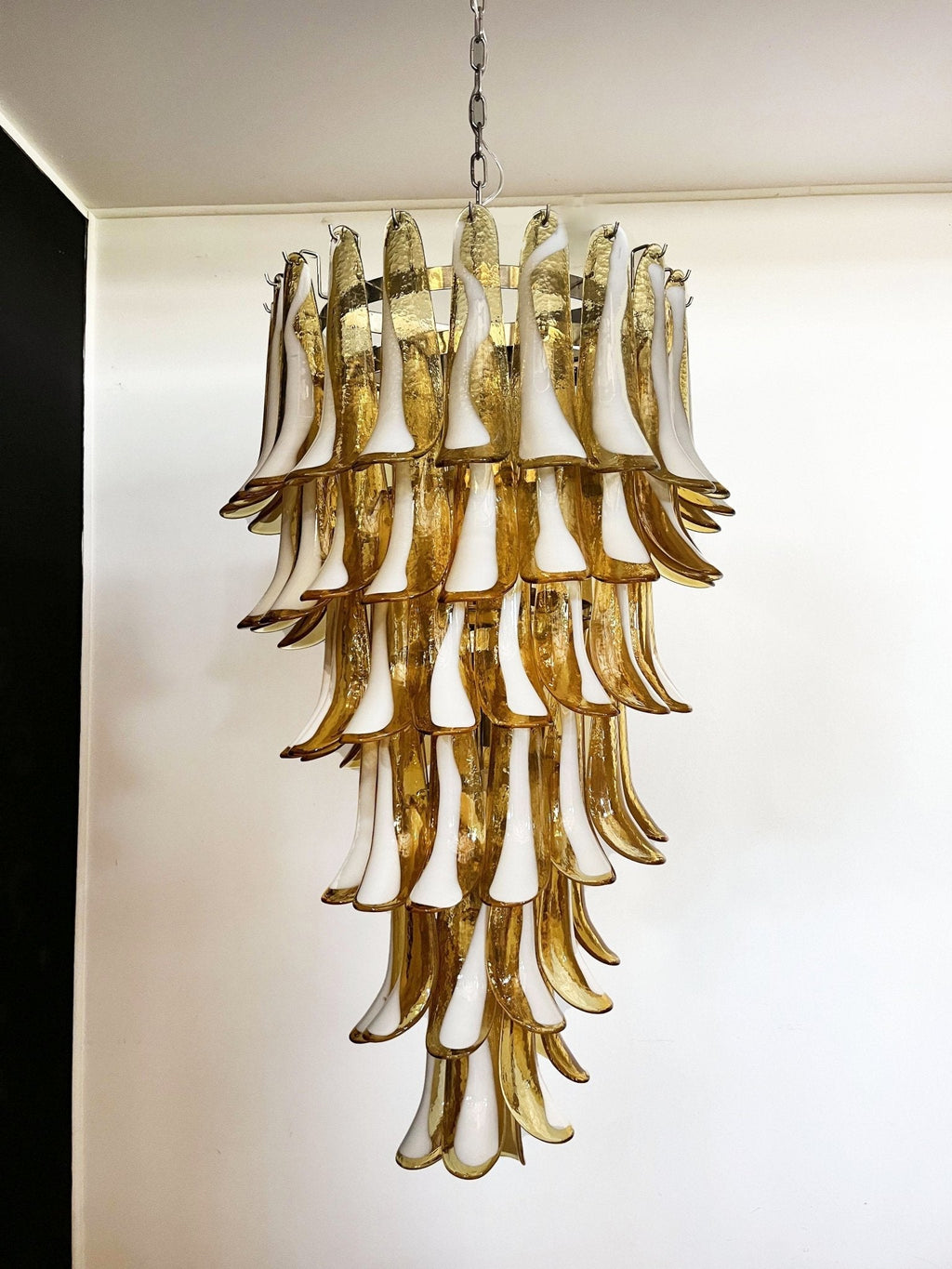 Murano Glass Amber Petals Spiral Chandelier