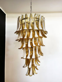 Murano Glass Amber Petals Spiral Chandelier