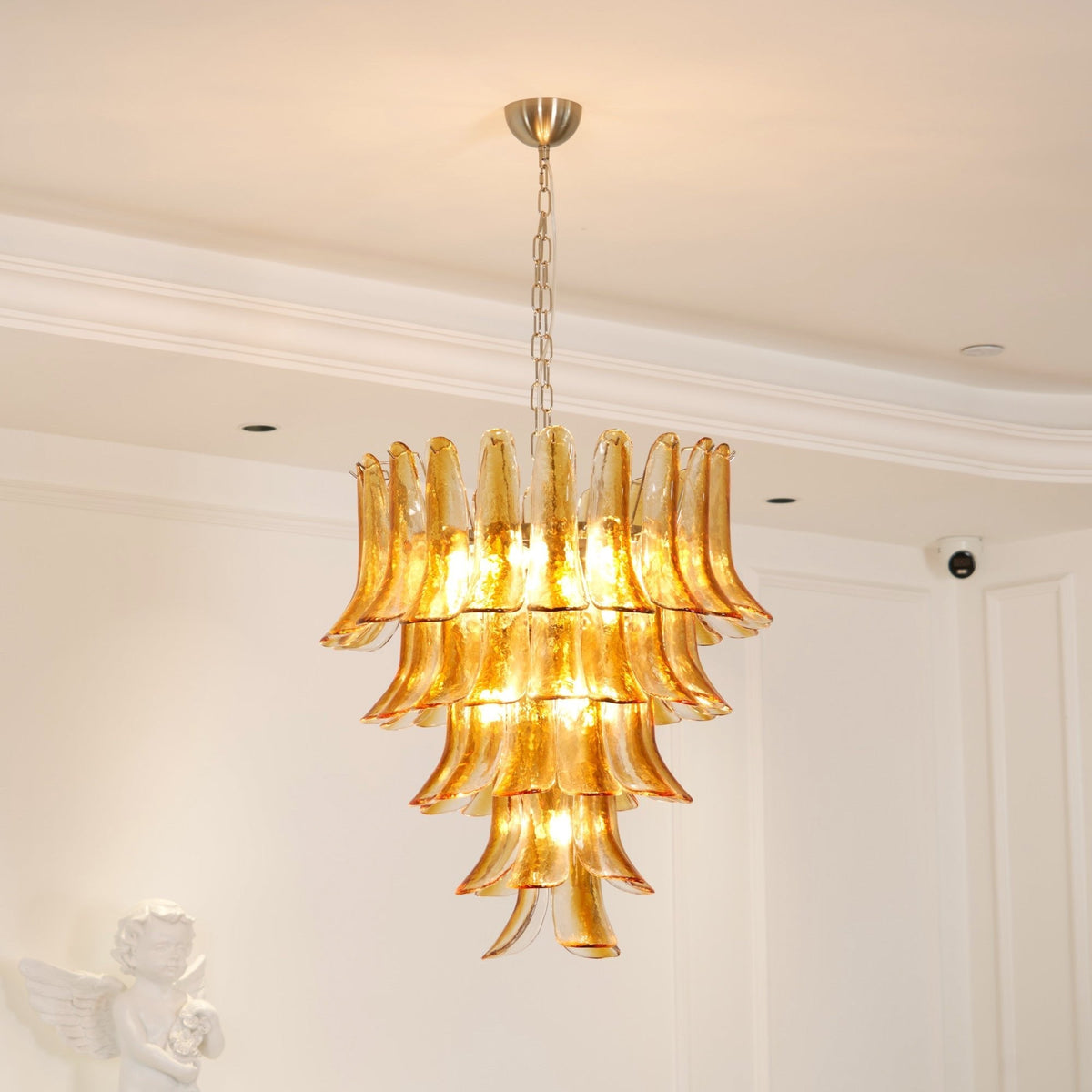 Murano Glass Amber Lily Chandelier