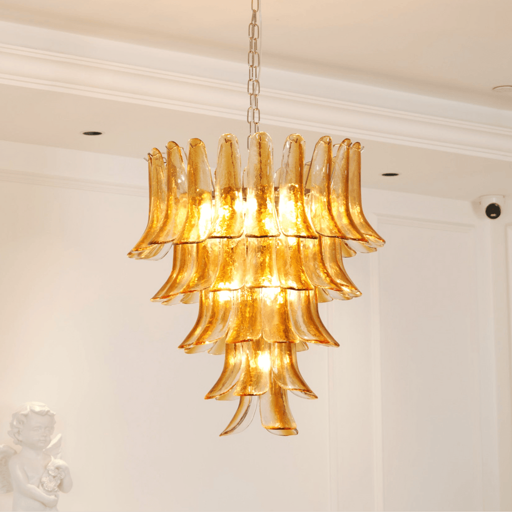 Murano Glass Amber Lily Chandelier