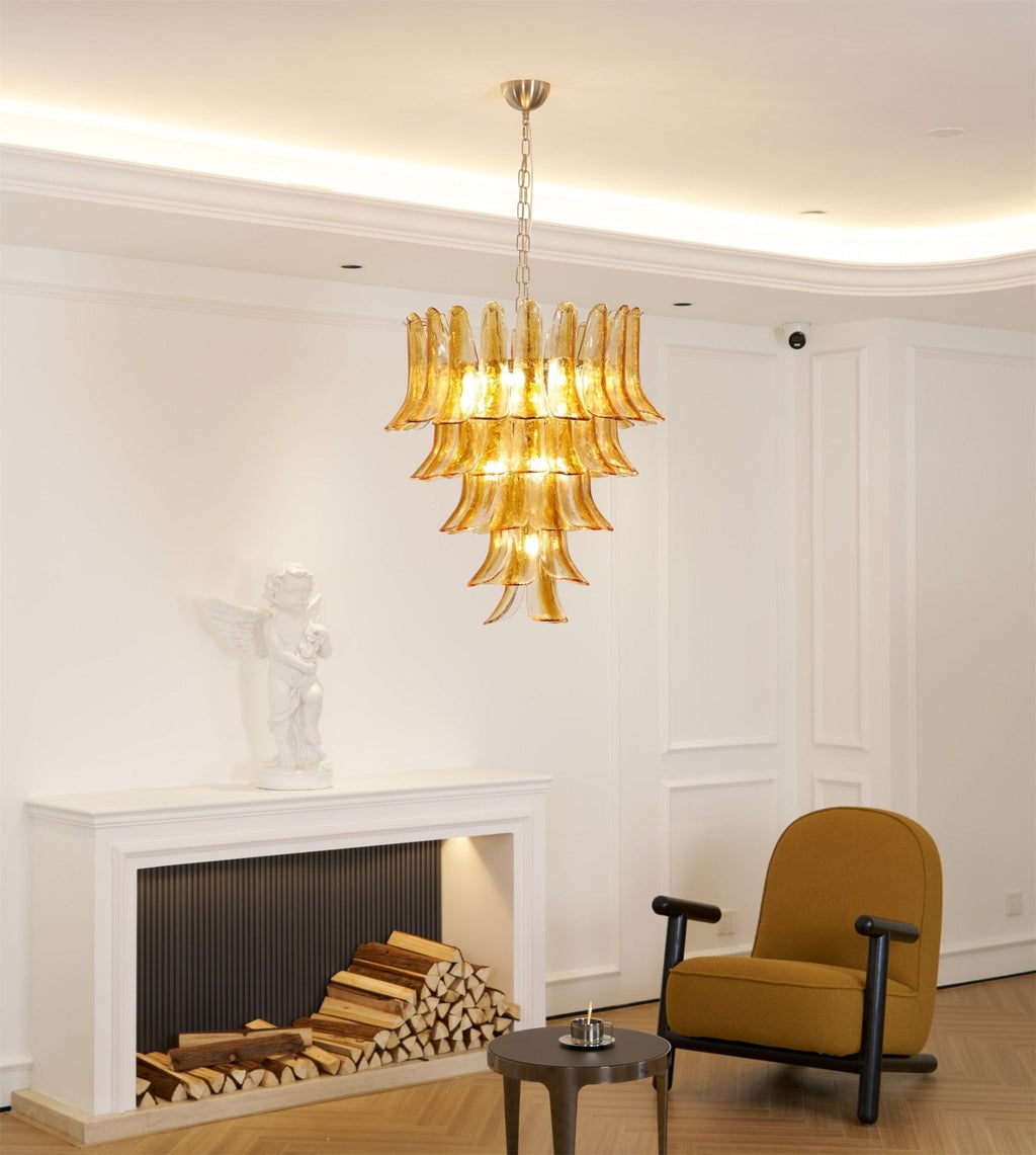 Murano Glass Amber Lily Chandelier