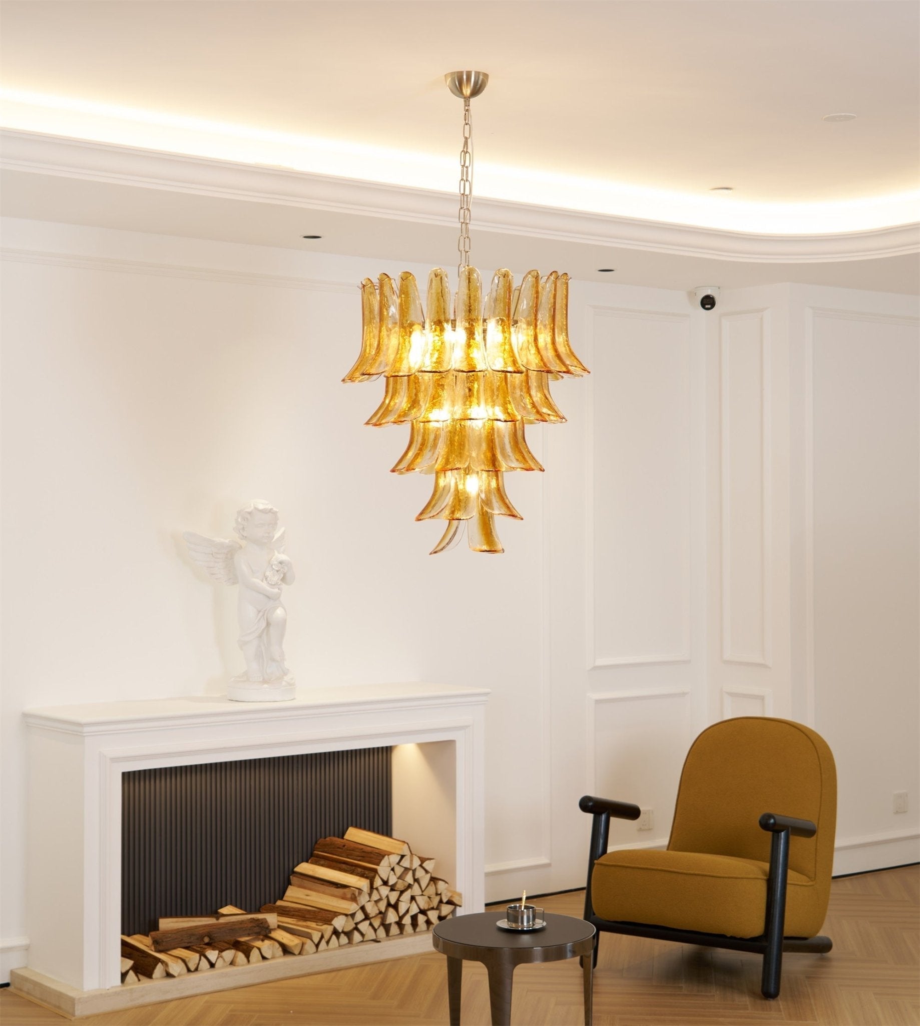 Murano Glass Amber Lily Chandelier