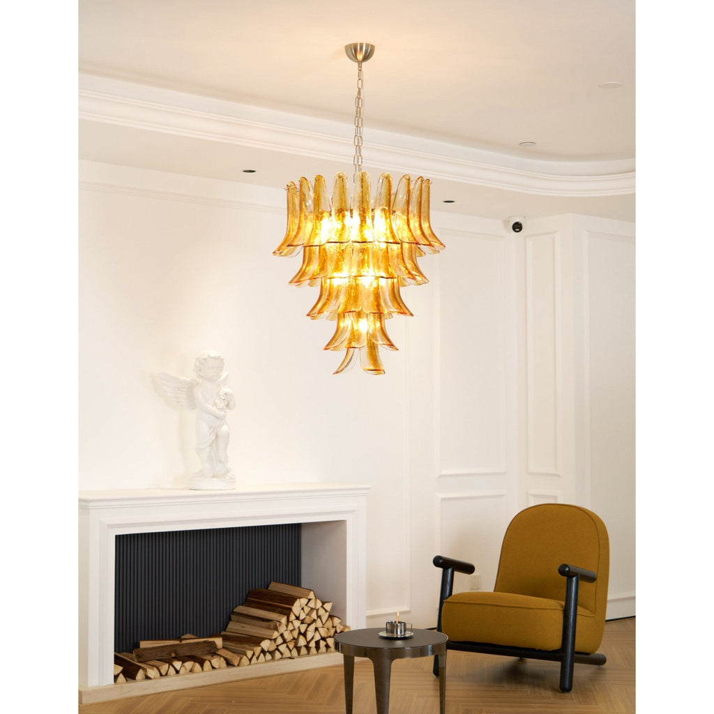 Murano Glass Amber Lily Chandelier