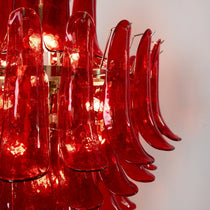 Murano Glass Crimson Cascade Chandelier