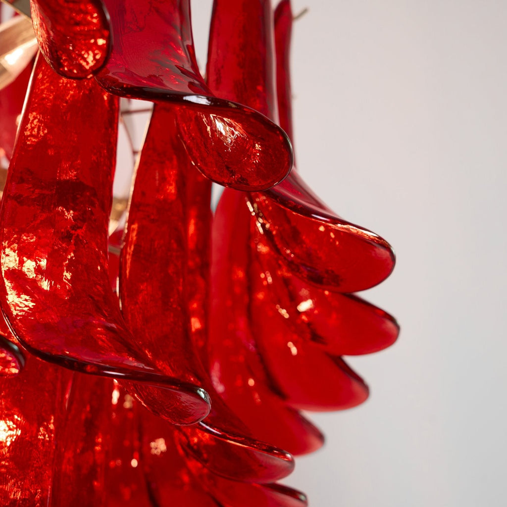 Murano Glass Crimson Cascade Chandelier
