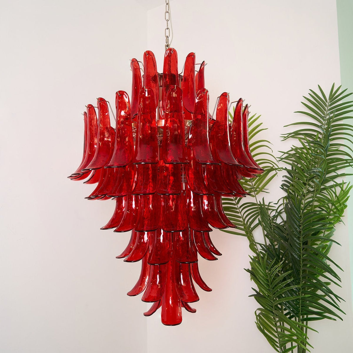 Murano Glass Crimson Cascade Chandelier
