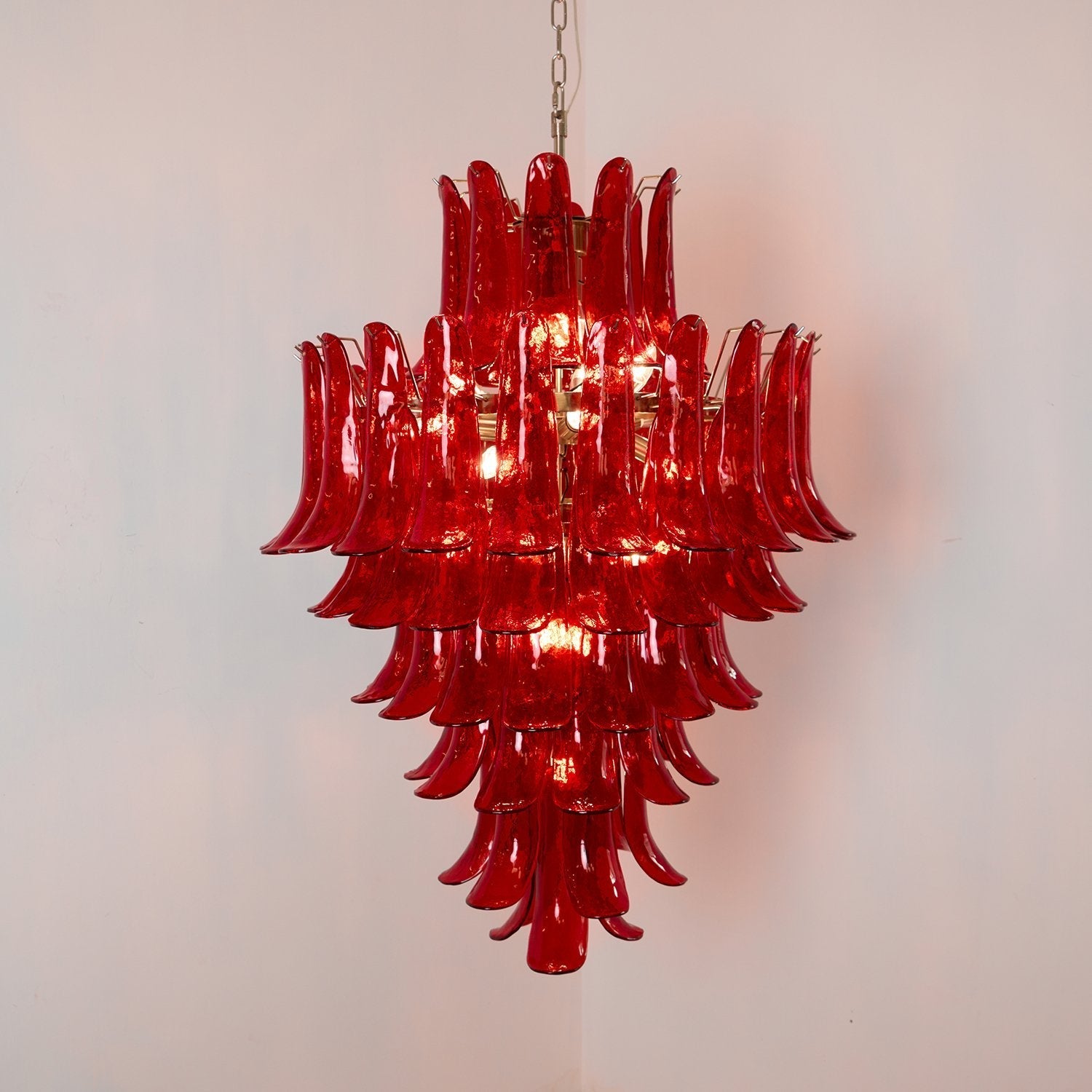 Murano Glass Crimson Cascade Chandelier