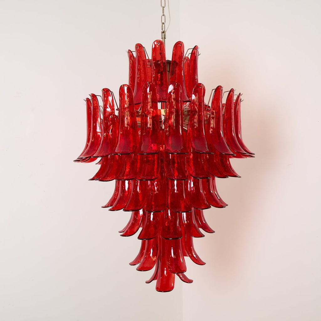 Murano Glass Crimson Cascade Chandelier