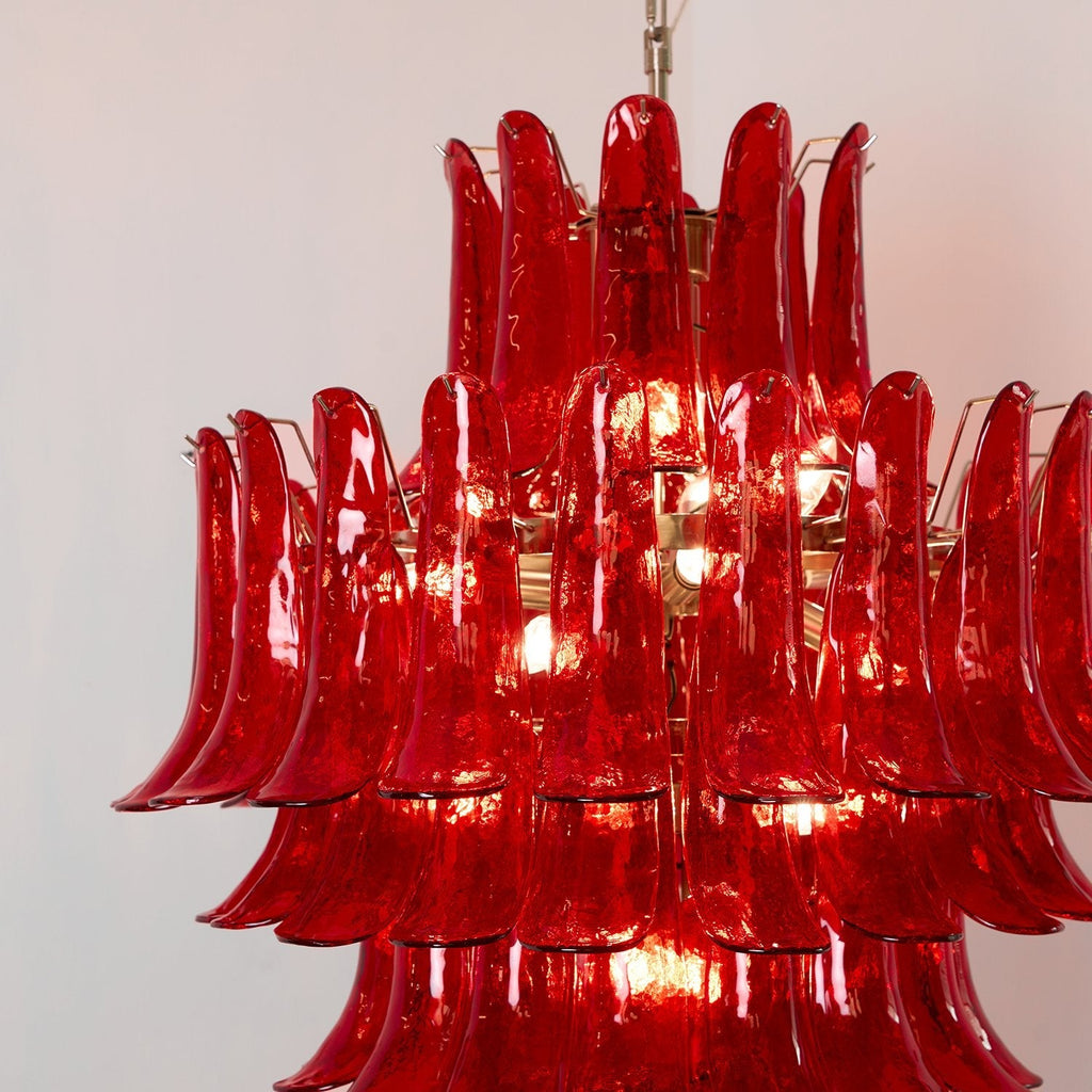 Murano Glass Crimson Cascade Chandelier