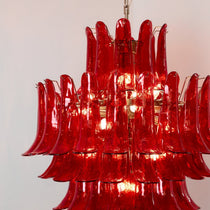Murano Glass Crimson Cascade Chandelier