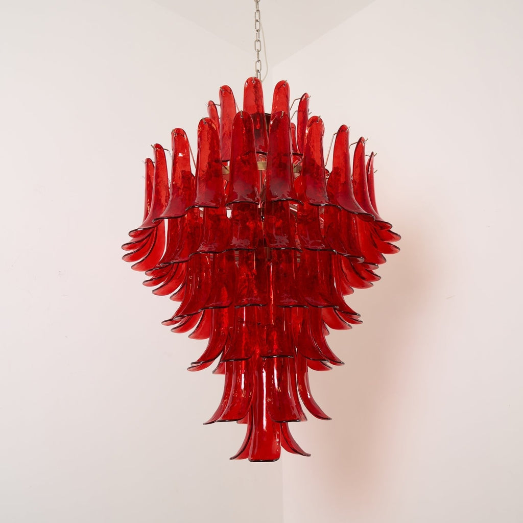 Murano Glass Crimson Cascade Chandelier