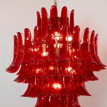 Murano Glass Crimson Cascade Chandelier