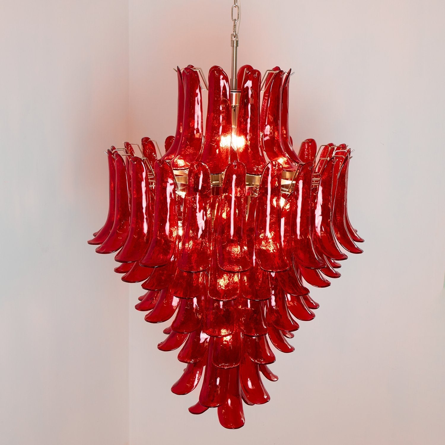 Murano Glass Crimson Cascade Chandelier